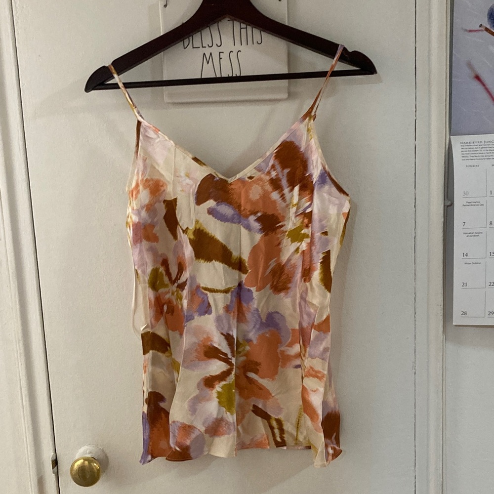 Joie - multicolor abstract spaghetti strap camisole 100% silk NWT SZ L